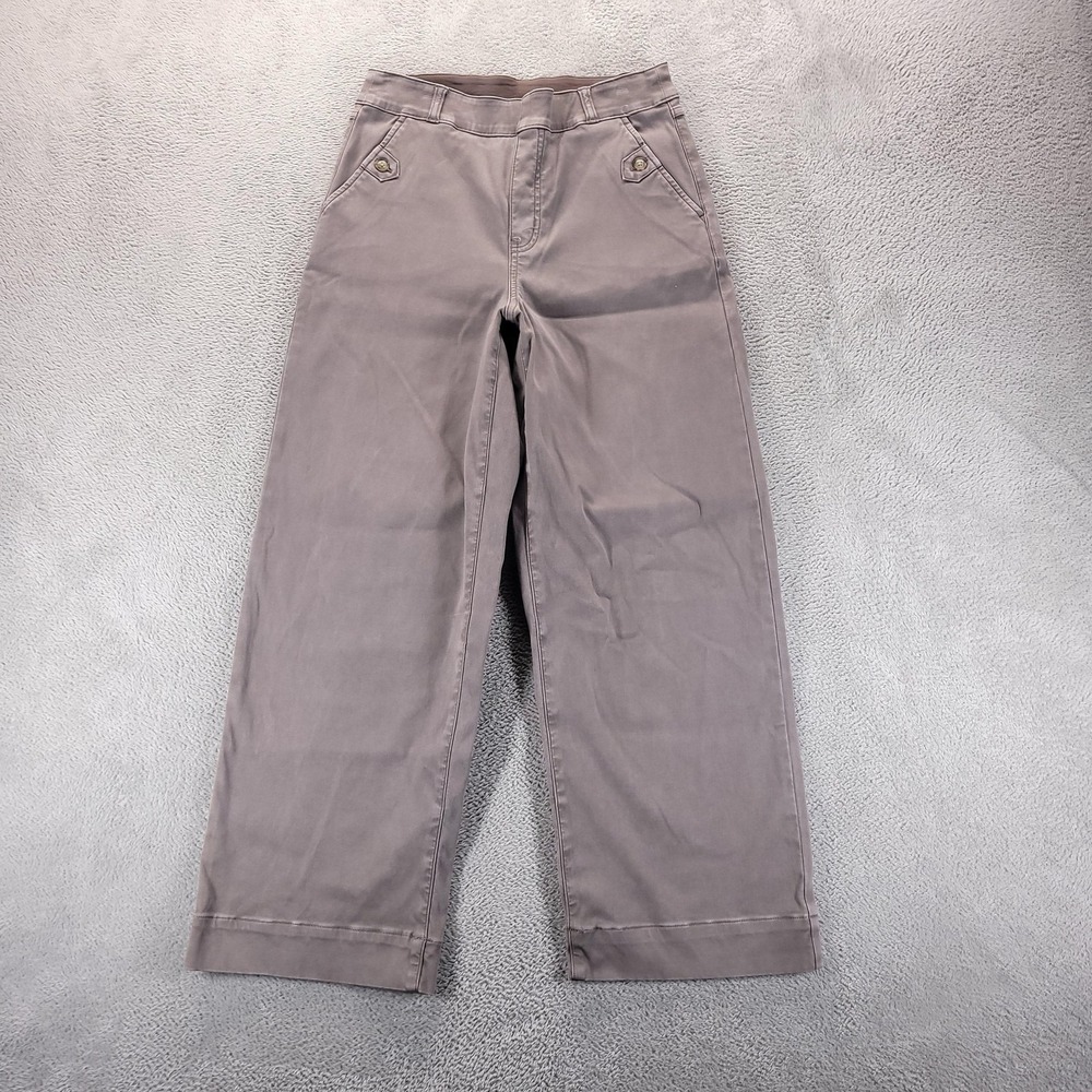 Spanx Pants Womens M Brown Twill Cropped Wide Leg Utility High Rise Chino 20312R